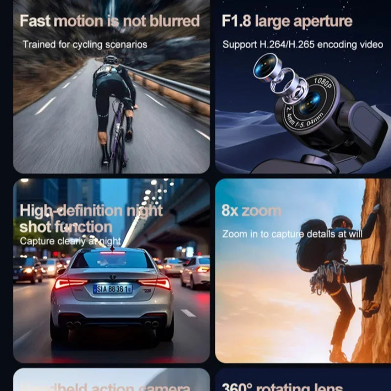 Handheld 360 ° Panoramic Shooting Sports Camera Hanging On The Chest Anti Shake Wifi Transmission Cycling 4K HD Recorder 2026